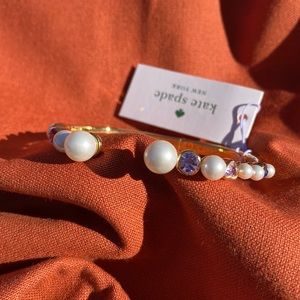 NWT KATE SPADE Pearl Caviar Hinged Cuff Bracelet